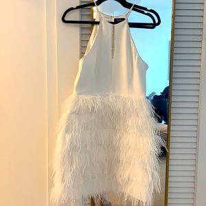 Parker Black White Feather Dress